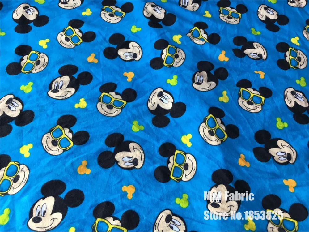 100*155 см мультфильм очки Микки вязание хлопчатобумажная ткань для шитья «сделай сам» Лоскутная работа 2 способ стрейч DIY шитье детская одежда