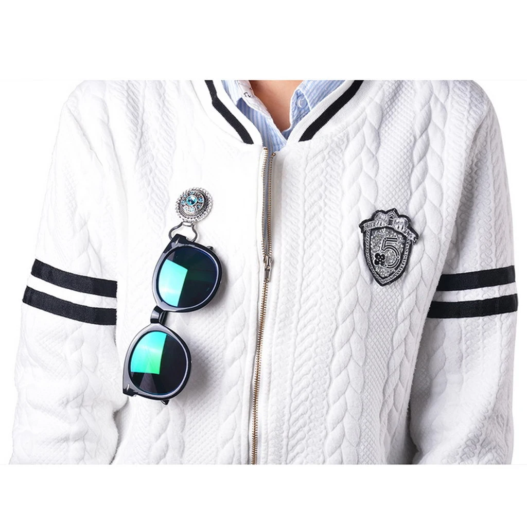 Silver Alloy Snap Button Magnetic Eyeglass Spectacles Sunglasses Holder ID Badge Eye Glasses Brooch Pin Hook