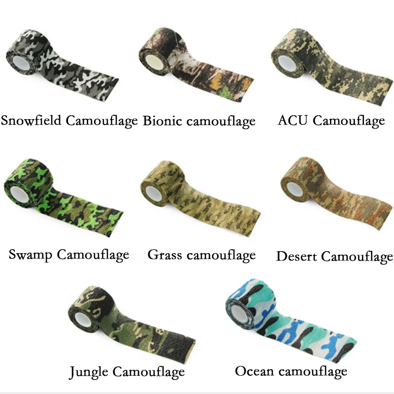 

8 Rolls Self-adhesive Non-woven Adhesive Duct Tape Ribbon Camouflage Waterproof Hunting OxoTa Camping Stealth Fita Tape Wraps