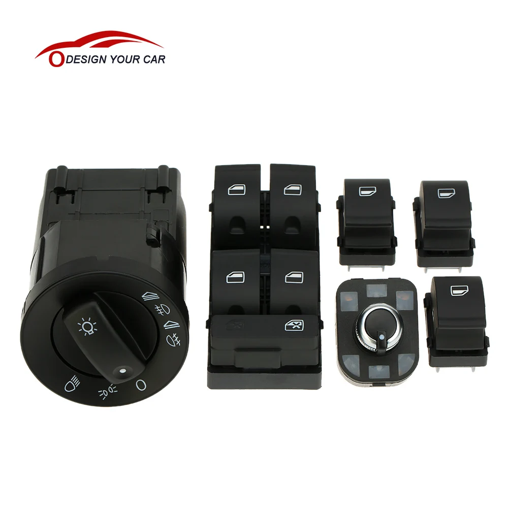 

S6001-Z 6pcs OEM Car Style Headlight Control Electric Power Window Master Switch Control Kits for Audi A4 B6 B7 2002-2008