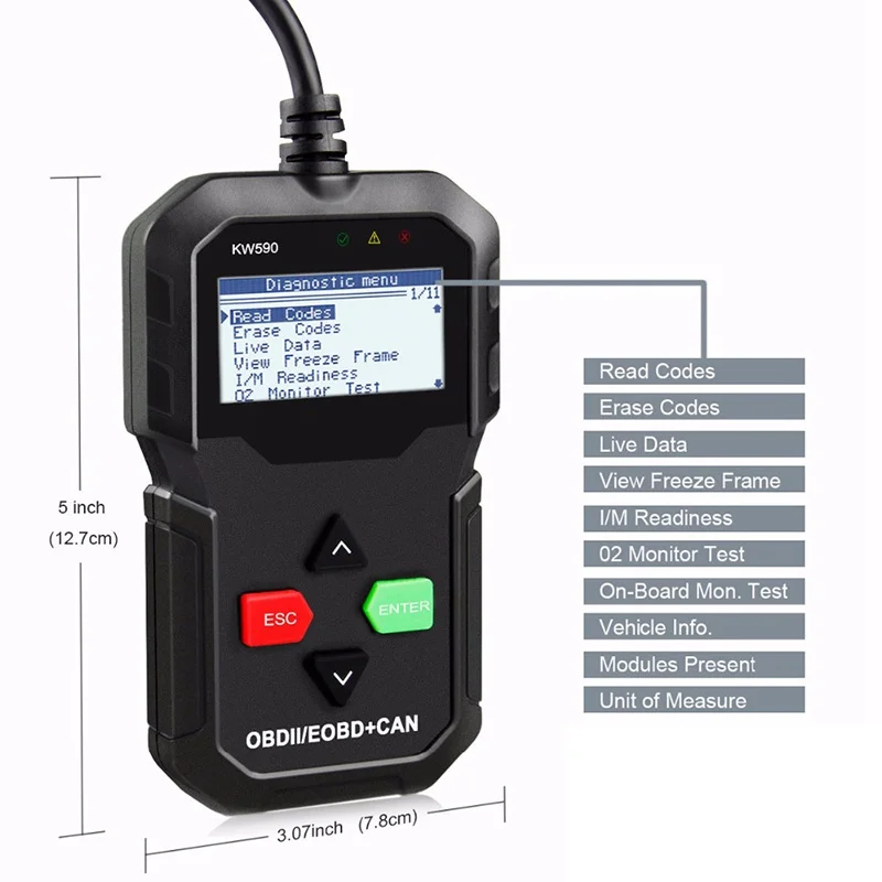 ODB2 Code Reader Auto Scanner OBD2 Automotive Scanner KONNWEI KW590 Scanner Multi-languages Car Diagnostic Scanner Tool OBDII    (6)