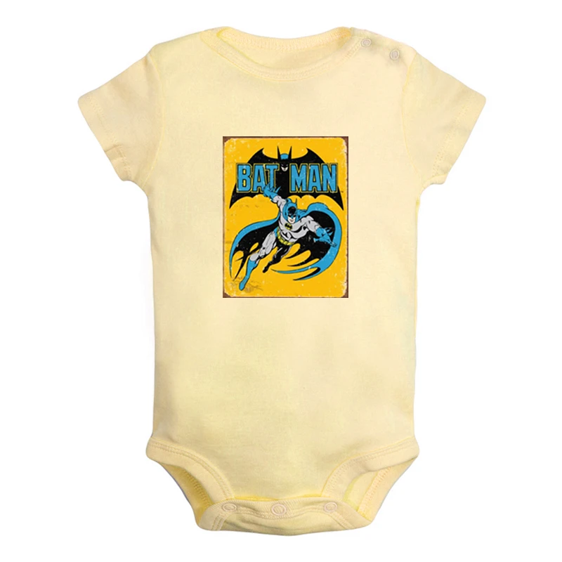 Ретро стиль DC Comics Бэтмен плакат Одежда для новорожденных девочек и мальчиков комбинезон с короткими рукавами хлопок - Цвет: ieBodysuits1191Y