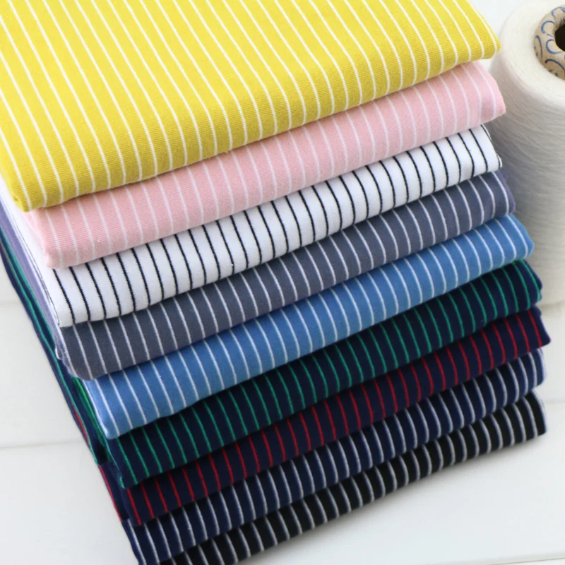All Cotton Italian Stripe Classic Fine Striped Knitted Fabric All Cotton Italian Stripe Classic Fine Striped Knitted Fabric