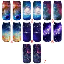 Унисекс, цветное звёздное небо Вселенной, короткие носки с принтом, с низким вырезом, с 3D цифровой печатью, ребристая отделка, забавные Спортивные Повседневные носки