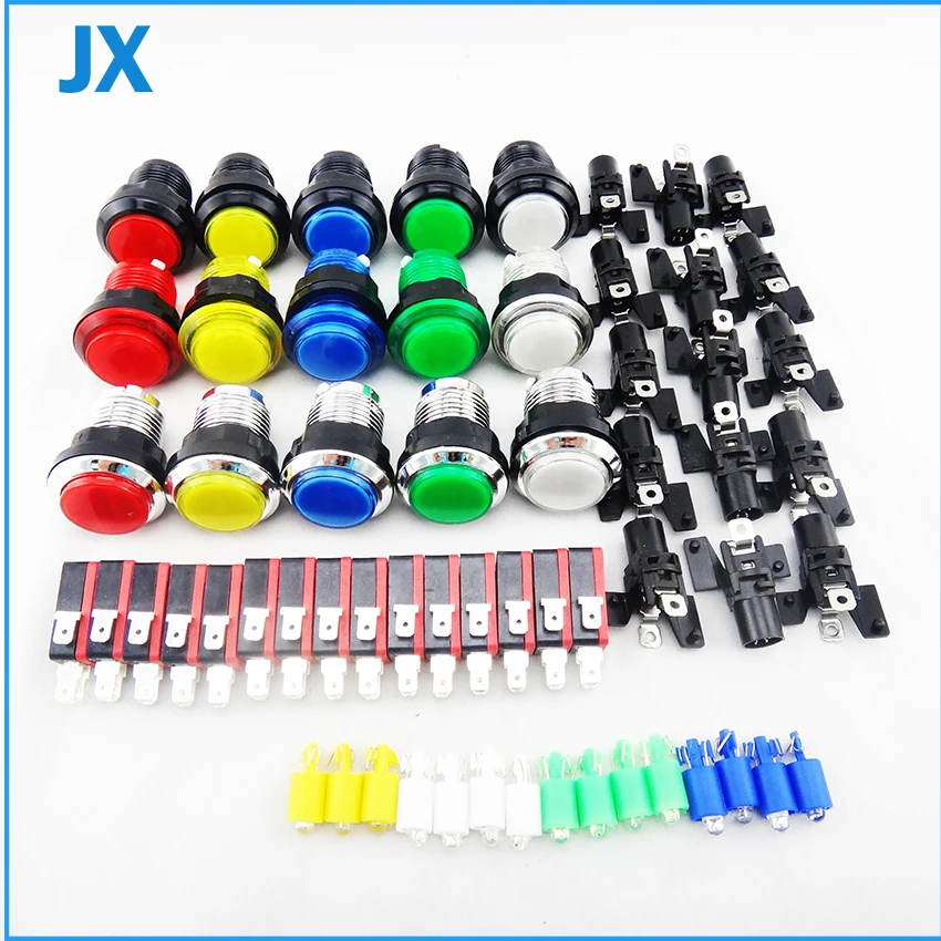 

10*30mm LED Light Illuminated Full Colors Push Button With Micro Switch 8-Liner Cherry Master Arcade DIY kits Parts JAMMA MAME