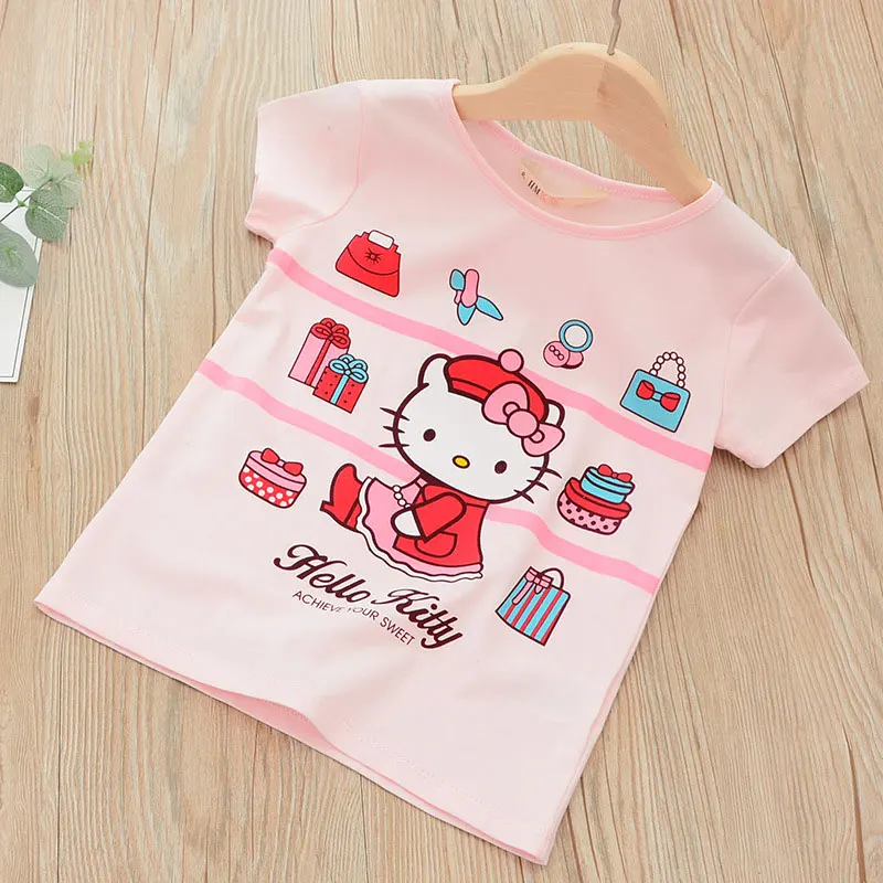 Новая летняя футболка с принтом «Минни» для маленьких девочек, детская одежда «Эльза и Анна», одежда для маленьких девочек, топы с рисунками для детей 4-9 лет