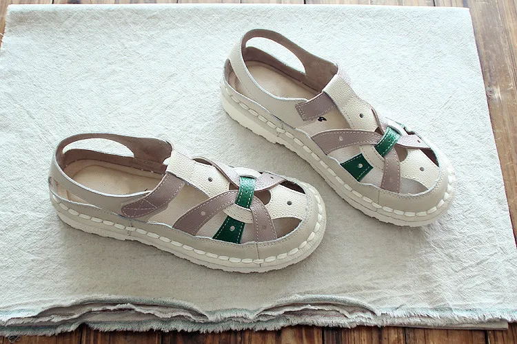 HUIFENGAZURRCS-лето; стиль; художественная Женская обувь в стиле ретро; оригинальные дышащие сандалии ручной работы из натуральной кожи