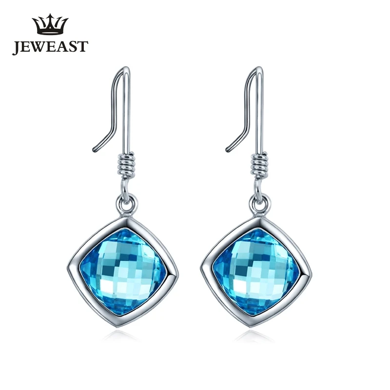 

Natural topaz 18K Pure Gold Earring Real AU 750 Solid Gold Earrings Diamond Trendy Fine Jewelry Hot Sell New 2019