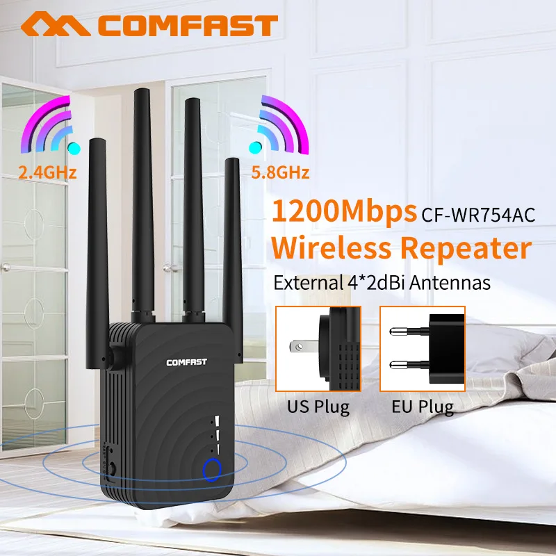 

AC1200 Dual Band 1200Mbps 4x2dBi External Antenna 802.11 AC Wireless Access Point WIFI Repeater Wifi Extender Amplificador