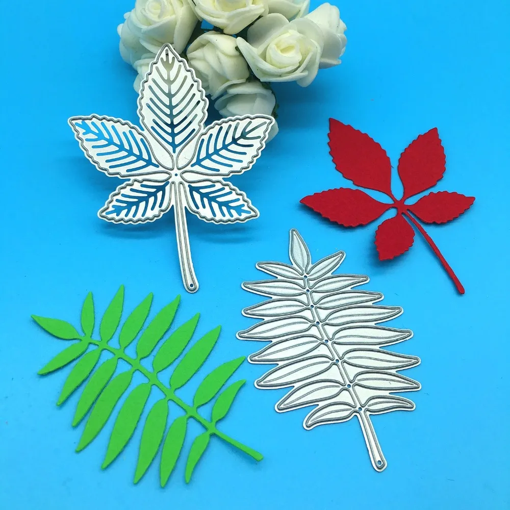 Металлические Вырубные штампы с тиснением в виде листьев для фотографий|cutting