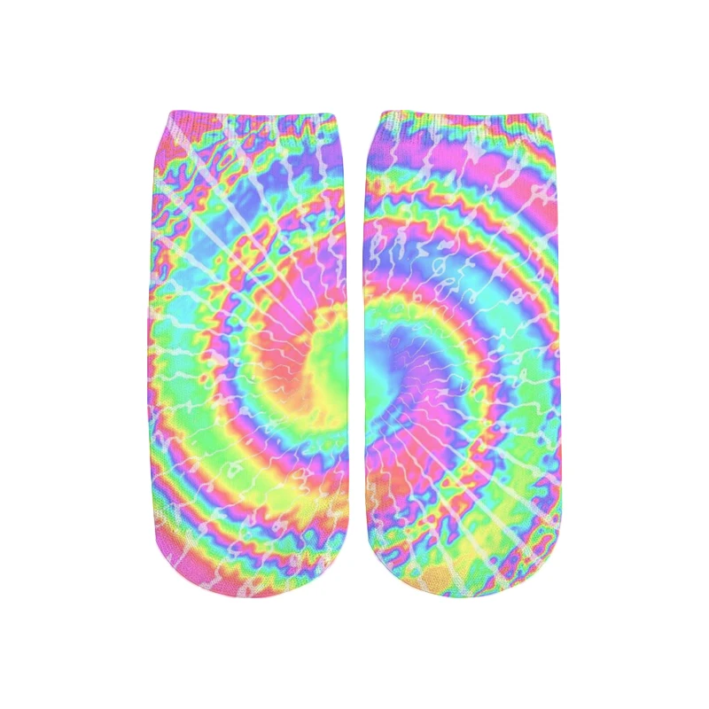 PLstar Cosmos красочные psychedelic 3D Печатный галстук краситель/краски splter хлопок короткие носки для унисекс harajuku корейские носки
