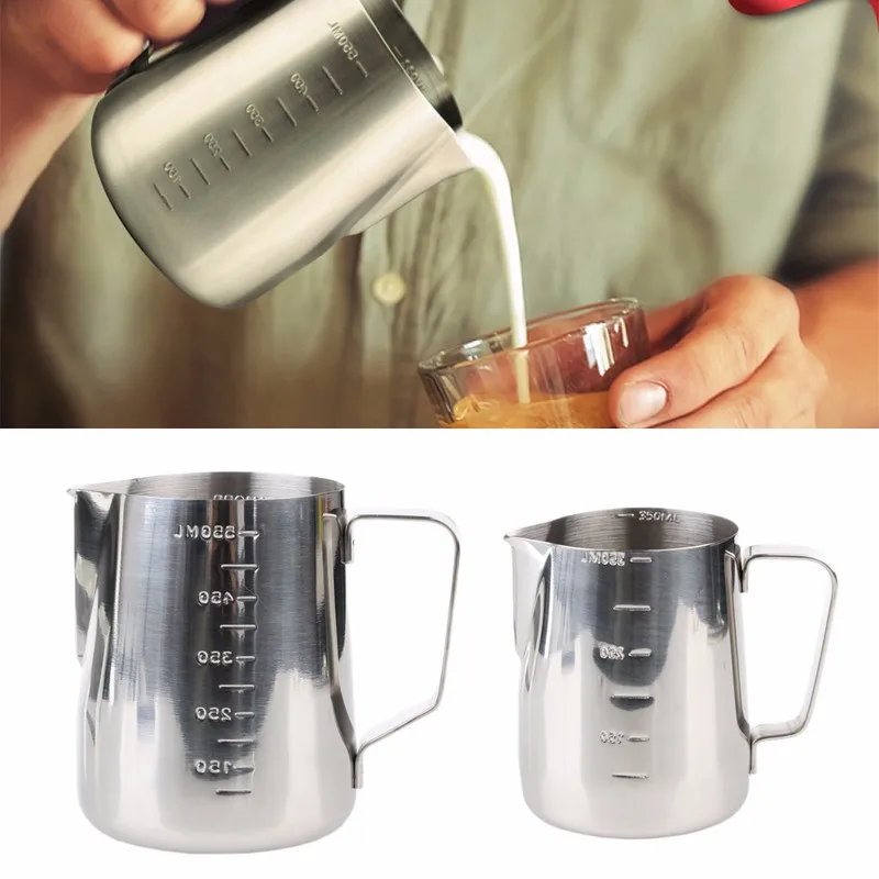 Stainless Steel Coffee Latte Frothing Milk Jug With Scale Measuring 350