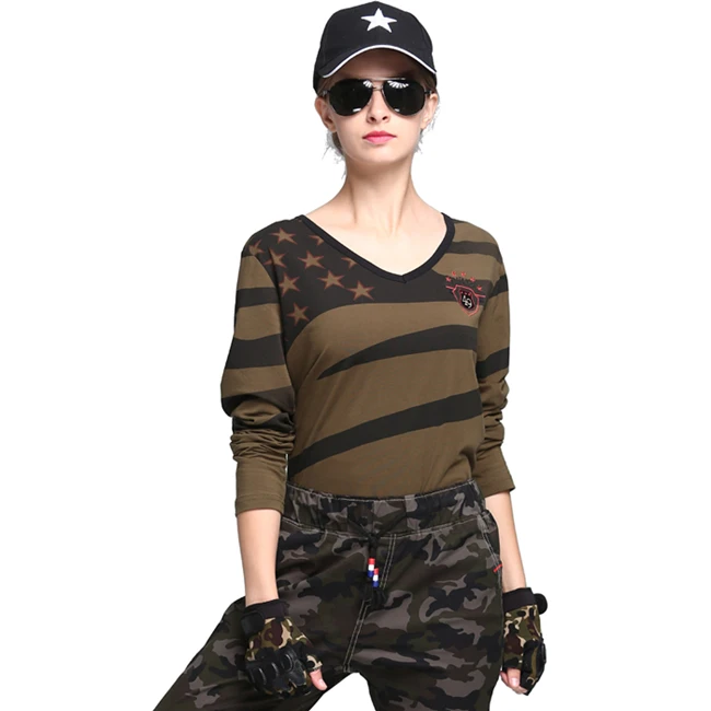 Army Green Уличная Военная Тактическая армейская рубашка женская дышащая рубашка с длинным рукавом треккинг Кемпинг Охота Альпинизм модные рубашки - Цвет: Army Green
