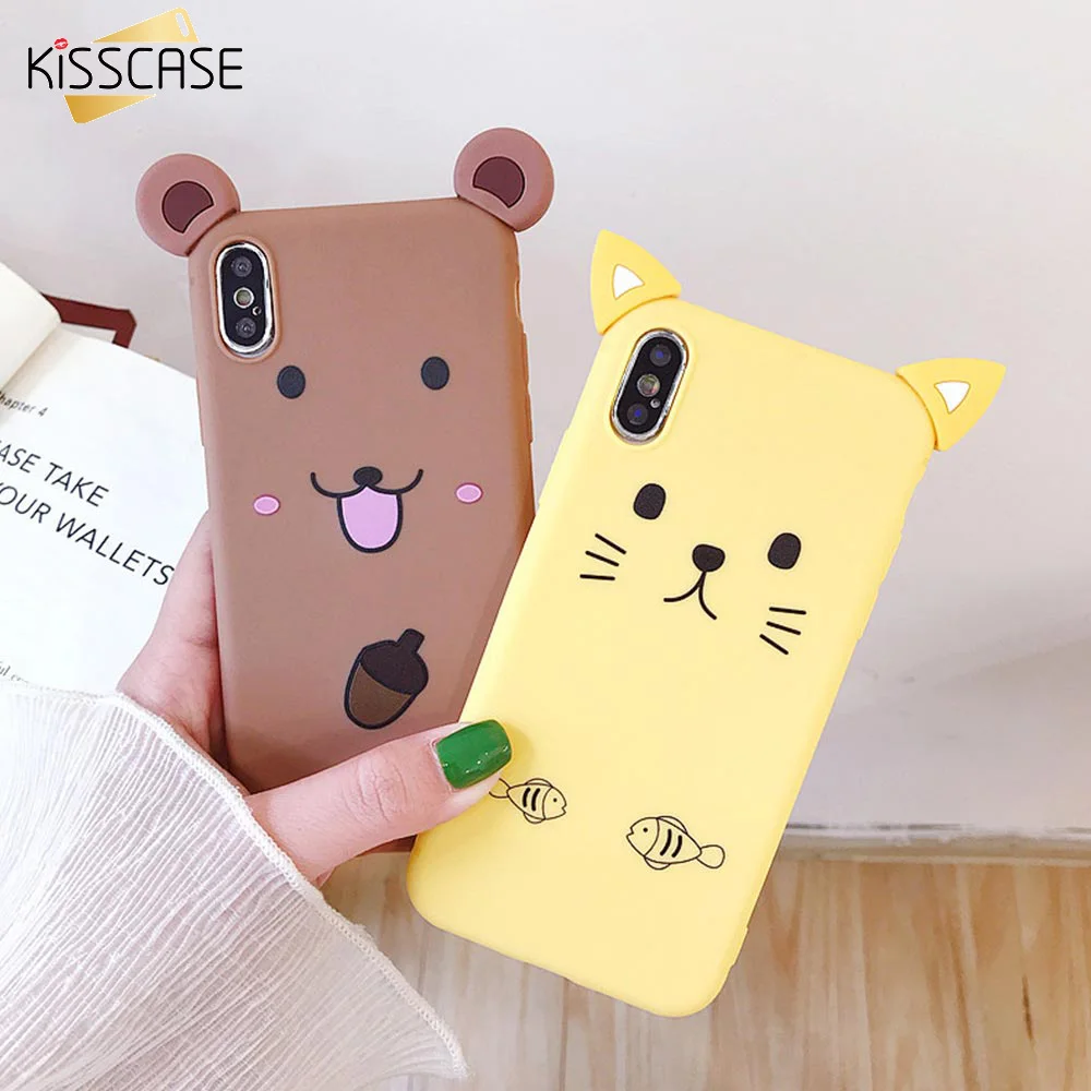 KISSCASE Cartoon Soft TPU Case For iPhone 7 XR X XS MAX Plus 6 6S Back Cover 8 Cute Animal CASE |