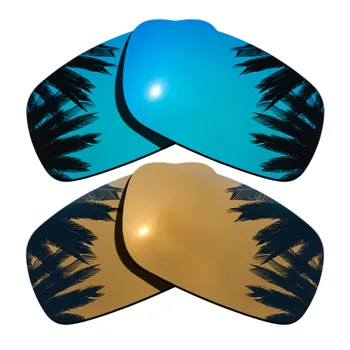 

(Ice Blue Mirrored+Bronze Gold Mirrored Coating) 2-Pairs Polarized Replacement Lenses for Crankshaft 100% UVA & UVB Protection