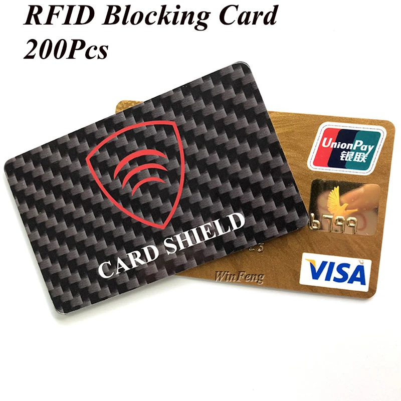 

200Pcs/Lot RFID Blocking Card CMYK Glossy Finish PVC Anti Identity Theft Credit Card Blocker ID Card /NFC Card Protection