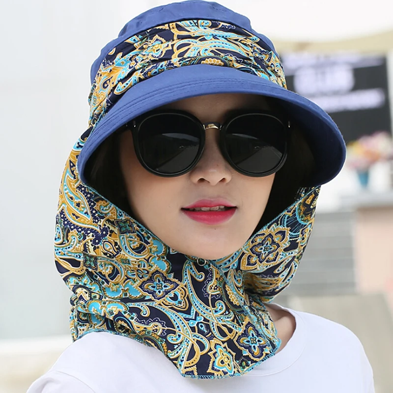 Summer Beach Sun Visor Ladies  Anti-UV Floral Wide Brim Foldable Sun Hat Cap Girl Hats Caps Chapeu Paille Femme Sunhat For Women 5