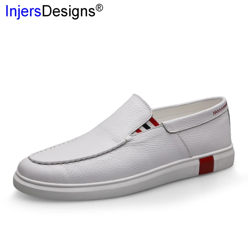 

New Arrival Small White Shoes Genuine Leather Men Trainers Slip-On Flats Loafers Soft Moccasins Fashion Skateboarding Shoes Men