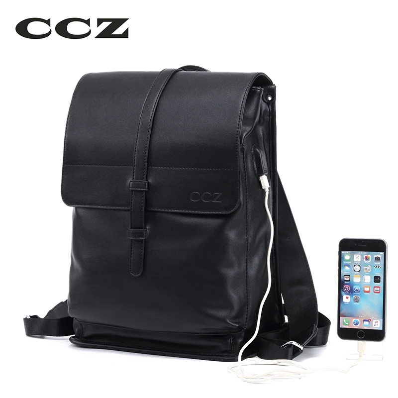 

CCZ 2017 Men Backpack High Quality PU Leather Bag Softback Women Bag Fashion School Bags For Teenage Girls CasualMochila BK8015