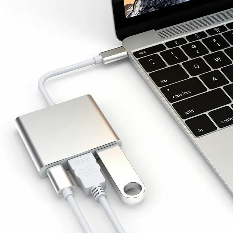 Usb c HDMI Usbc to Hdmi 3.1 Converter Adapter Type c to hdmi HDMI/USB 3.0/Type C Adapter Type-C Aluminum For Apple Macbook