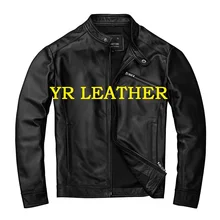 YR!.. Брендовая мужская байкерская куртка из натуральной кожи. Дубленка. Черная тонкая кожаная одежда
