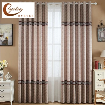 

[byetee] Cotton Linen New Chinese Living Room Window Half Shading Curtain Kitchen Blackout Curtains Doors For Bedroom Drapes