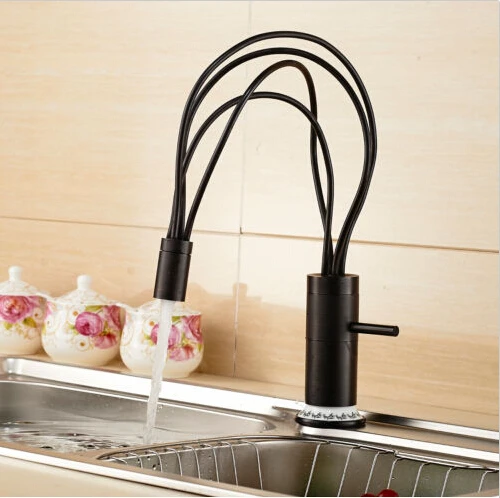 

Oil Rubbed Bronze Bird's Nest Shape Kitchen Sink Faucet Swivel Spout Mixer Tap