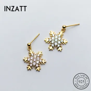 

INZATT Romantic Elegant Zircon Snowflake Drop Earrings Fashion 925 Sterling Silver Fine Jewelry Pendientes Mujer Moda 2018 Gift