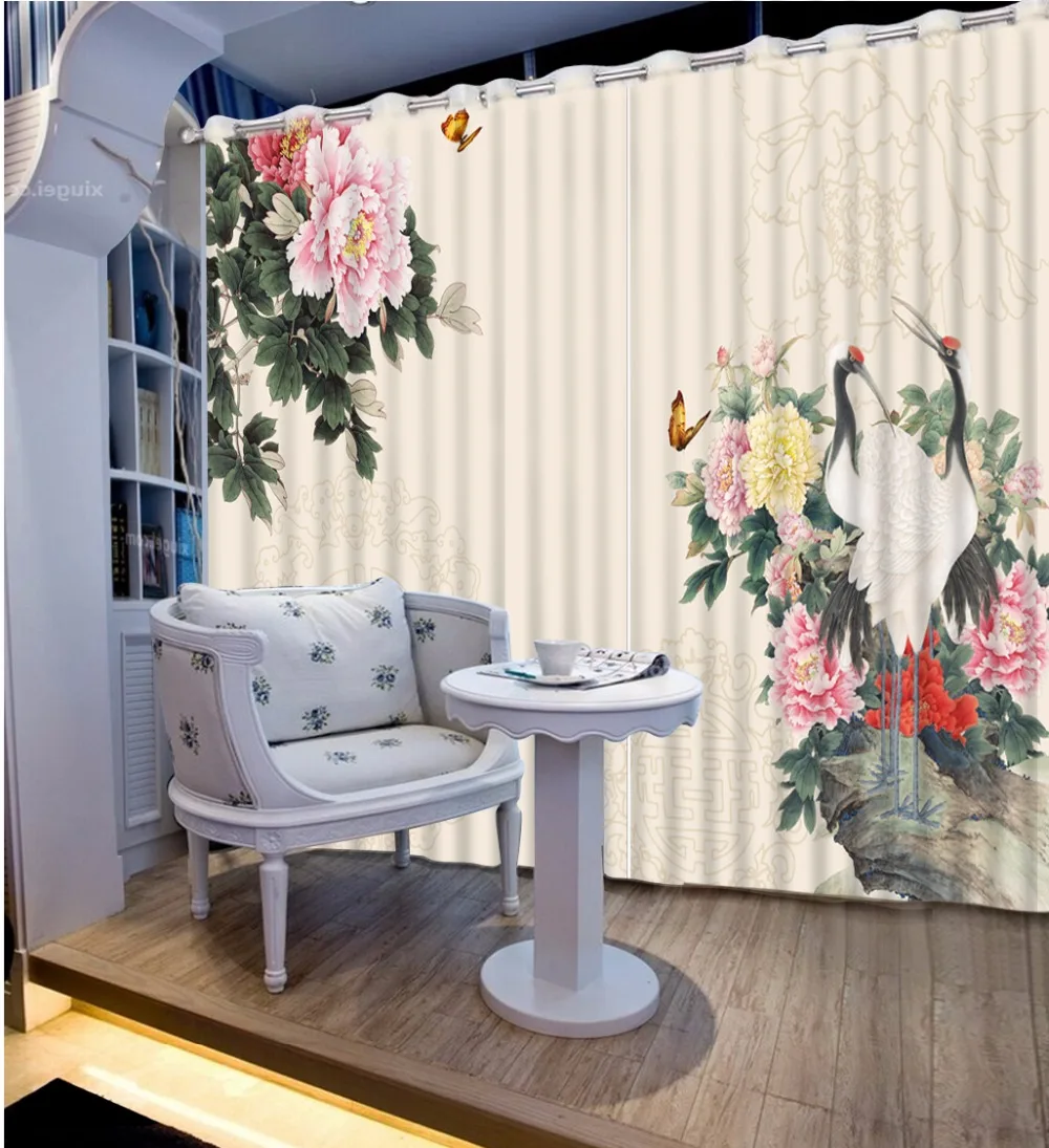 Modern Window Curtains Cortinas Blackout Printing Curtains For Living Room Bedroom The flower