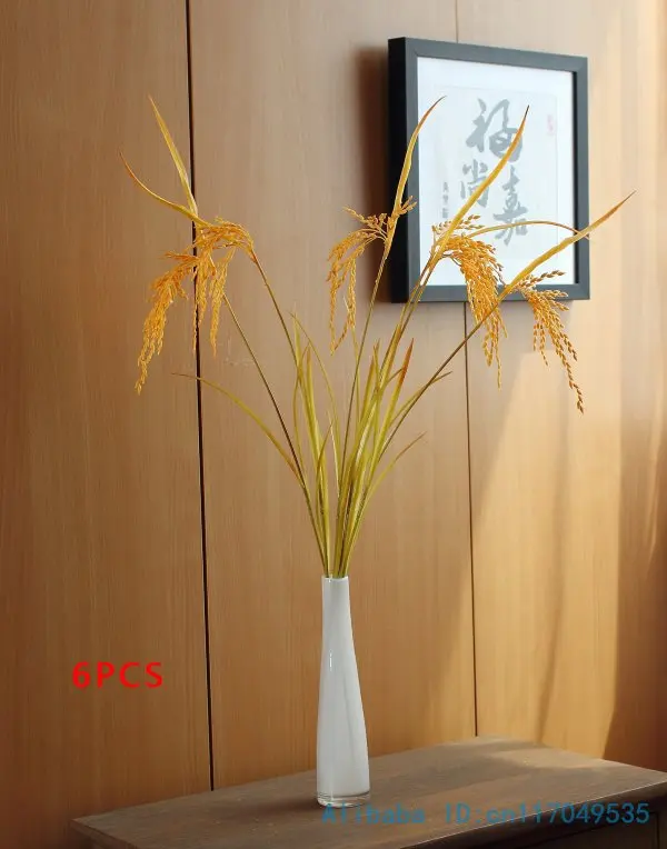 6 шт. Красивая Искусственная желтая рисовая Пластиковая Растение для украшения дома сценический подарок F318 - Цвет: yellow Rice