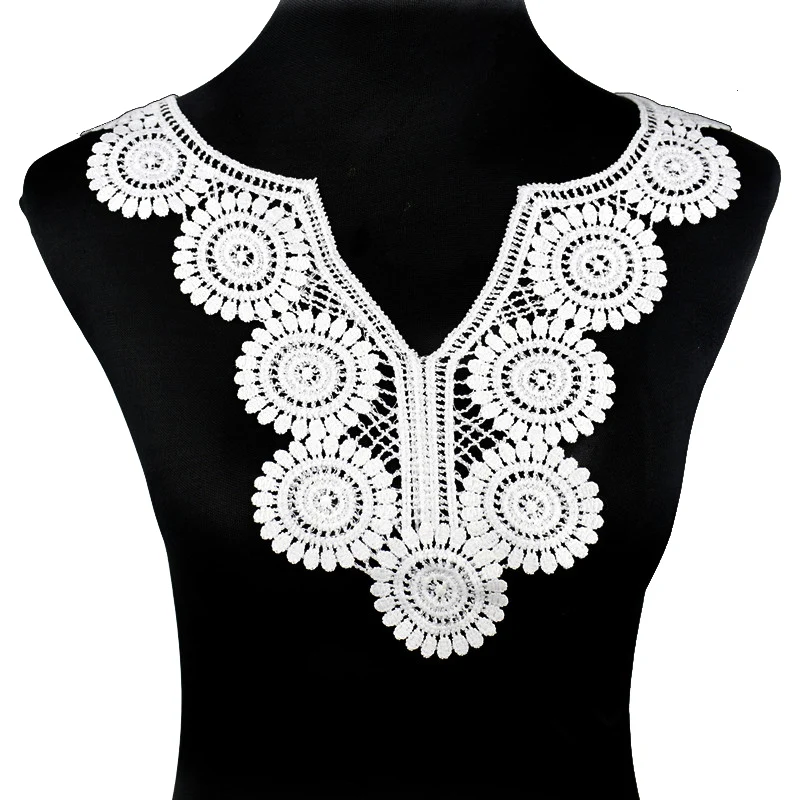 

White Flower Embroidered Lace Sewing for Clothes Applique Diy Accessory Suppliers Lace Neckline Collar Scrapbooking BW119
