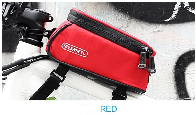 Roswheel велосипедная Сумка водонепроницаемая велосипедная сумка Pannier седло сиденье для рамы головы трубчатый чехол для телефона iPhone 6s/7 s Plus - Цвет: Red