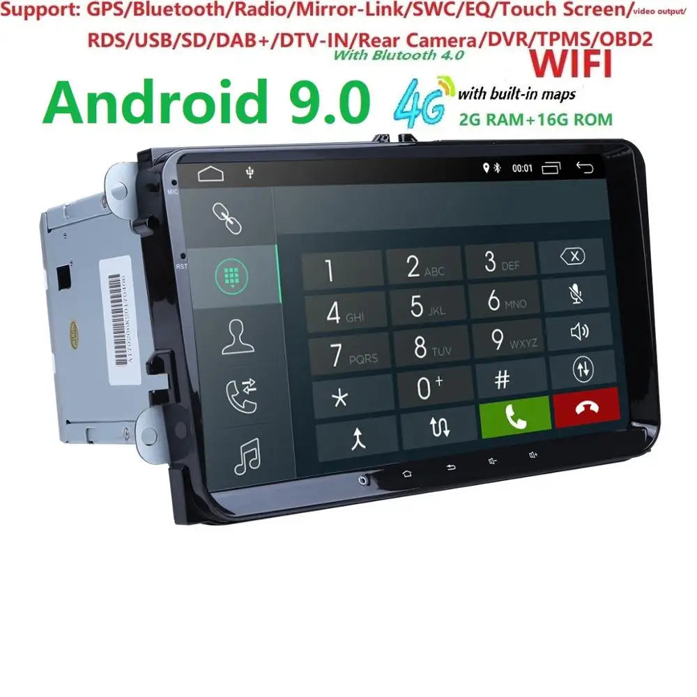 2Din " Android9.0 автомобильный dvd-плеер стерео радио для V W GOLF 5 Golf 6 Polo Passat CC J etta Tiguan Touran gps навигация 2 г ram 4 г