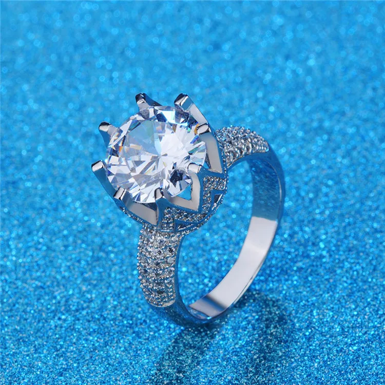 Роскошное роскошное кольцо в виде короны 8 карат из белого золота, обручальные кольца AAA с фианитами для женщин, размеры 5-11, модные ювелирные изделия VSR064