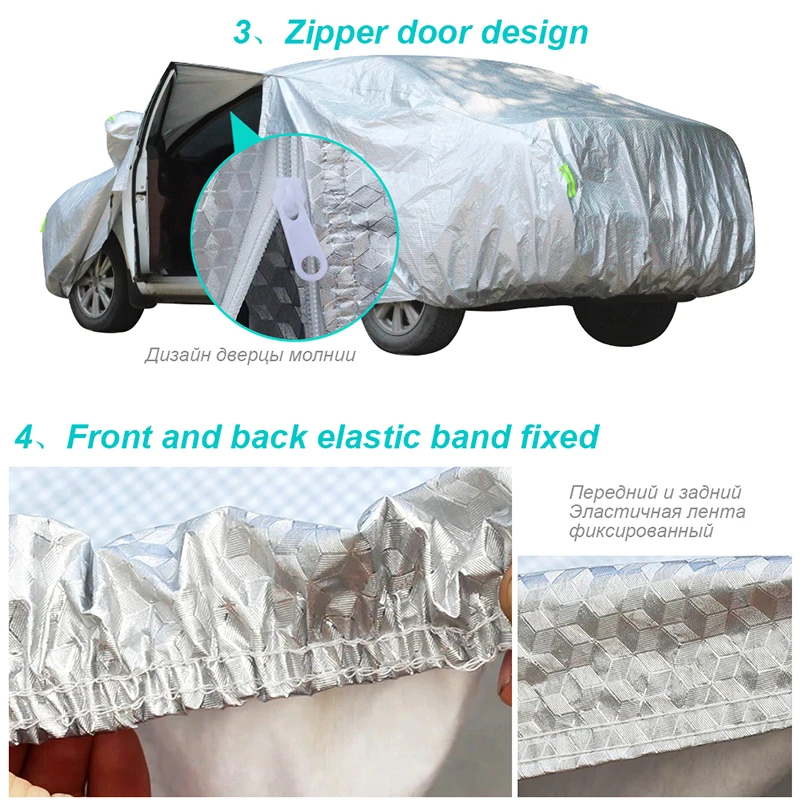 Tecoom Super Heavy Duty Multiple Layers Car Cover All Weather Waterproof Windproof Snow Sun Rain UV Protective Outdoor with Buckles and Belt Fit Coupe//Convertible//Sport Car