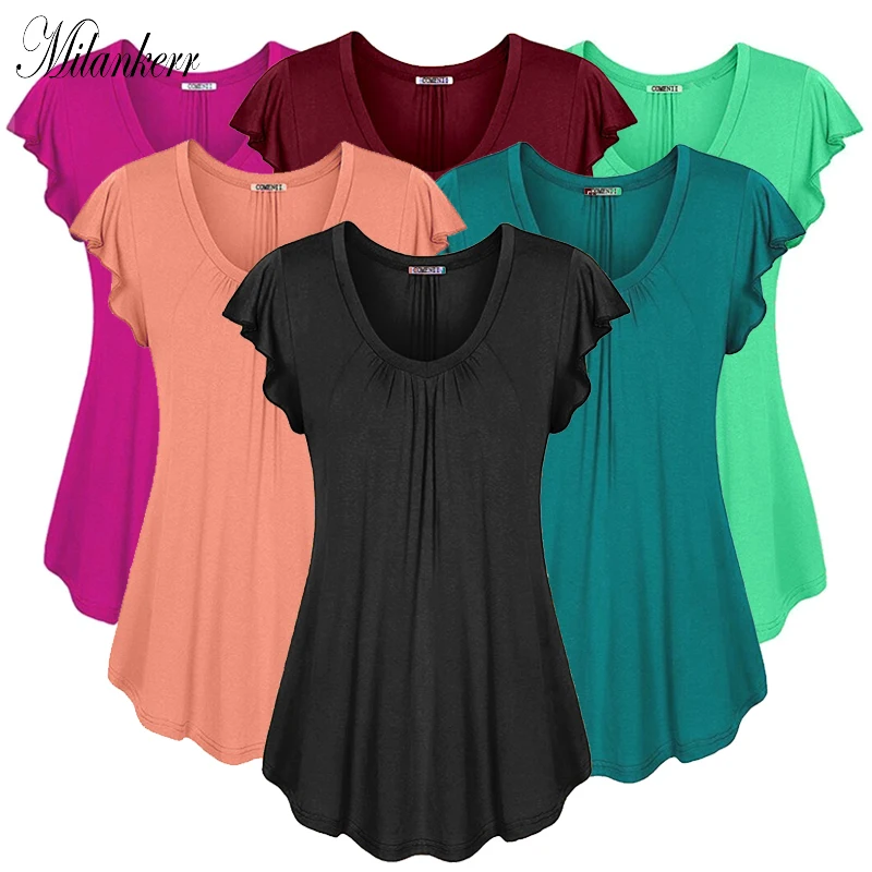 Plus Size S 6XL Women Summer Autumn Casual T Shirts Female Solid Color