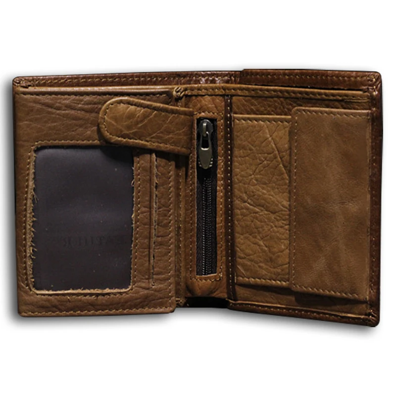 Wallet men 100% genuine leather men wallets top quality trifold wallet purse with coin pocket ...