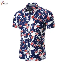 2018 Летний стиль Для мужчин платье-рубашка Camisa пляж гавайская рубашка Для мужчин Повседневное короткий рукав Гавайи рубашка CHEMISE Homme