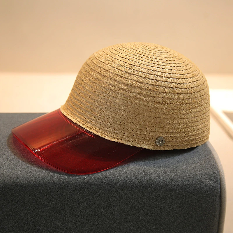 Соломенная шляпа от солнца ручной работы, Женская Кепка из пэтчворк прозрачного ПВХ, модная кепка для верховой езды для мужчин и женщин, Солнцезащитная Козырьки Шляпы для отдыха