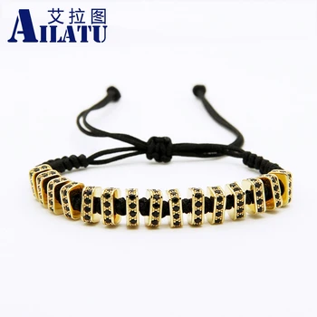 

Ailatu New Fashion Men & Women Jewelry, High Quality Rectangular Black Cz Weaving Macrame Bracelets Party Gifts