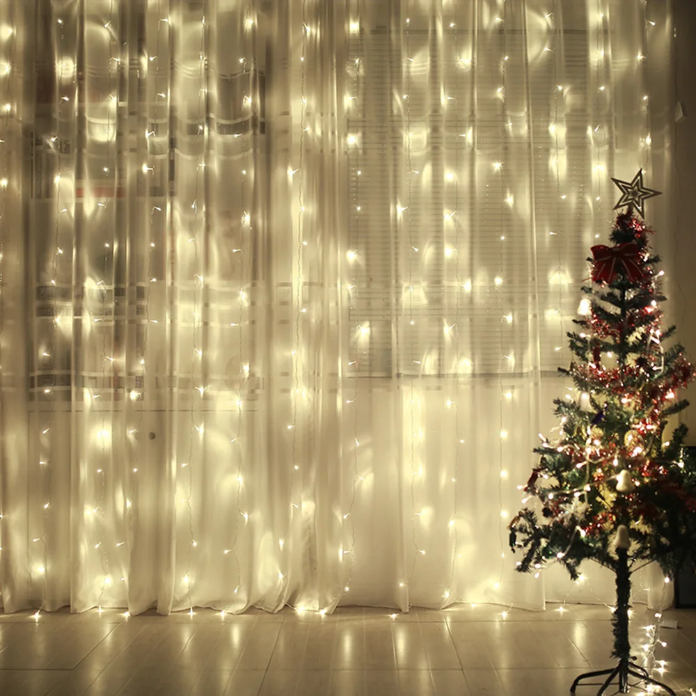 4x3 м 300 светодиодный гирлянда-сосулька для занавесок, Рождественская гирлянда, гирлянда для улицы, дома, для свадьбы, вечеринки, сада, новогоднего украшения