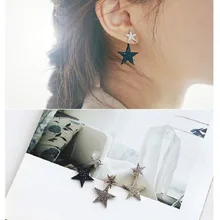 Креативный корейский стиль черный золотой серебряный Звезда Серьги Подвески яркие серьги-гвоздики женские ювелирные изделия подарки металлический кулон