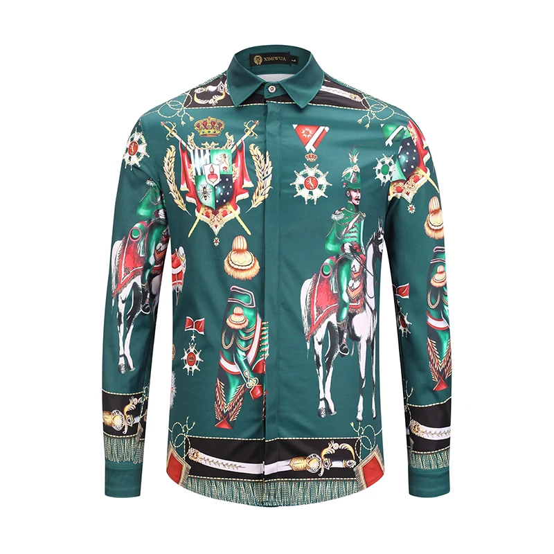 XIMIWUA New Arrival Men Shirt Luxury 3d Pattern Print Casual Slim Fit Long Sleeve Men Clothing High Quality Camisas Para Hombre