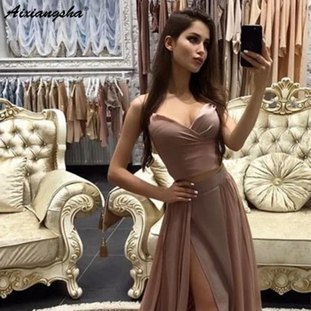 

Sexy 2019 Long Evening Dress Sweetheart Sleeveless Side Split Chiffon Evening Gown Real Photo Vestido De festa
