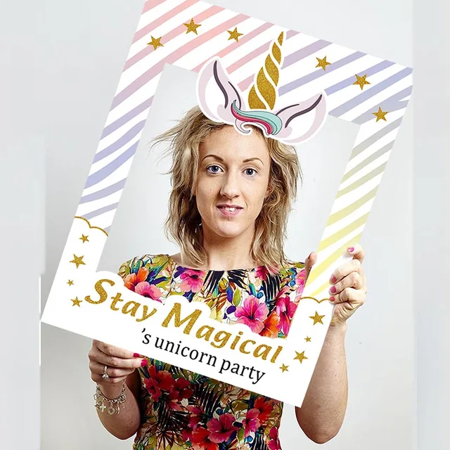 WEIGAO Birthday Party Photobooth Props Stay Magical Photo Frame For Kids Birthday Party Unicorn Photo Booth Props Party Supplies