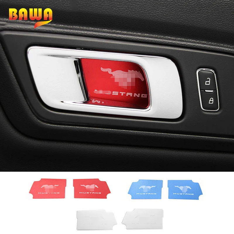 

HANGUP Stainless Steel Car Interior Door Handle Bowl Decoration Cover Sticker For Ford Mustang 2015 Up Car Styling