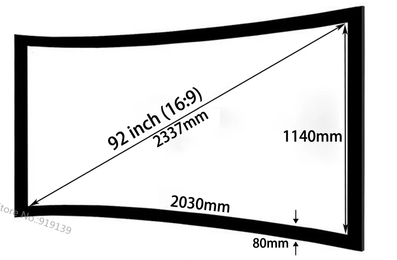 92 Inch curved screen dimension