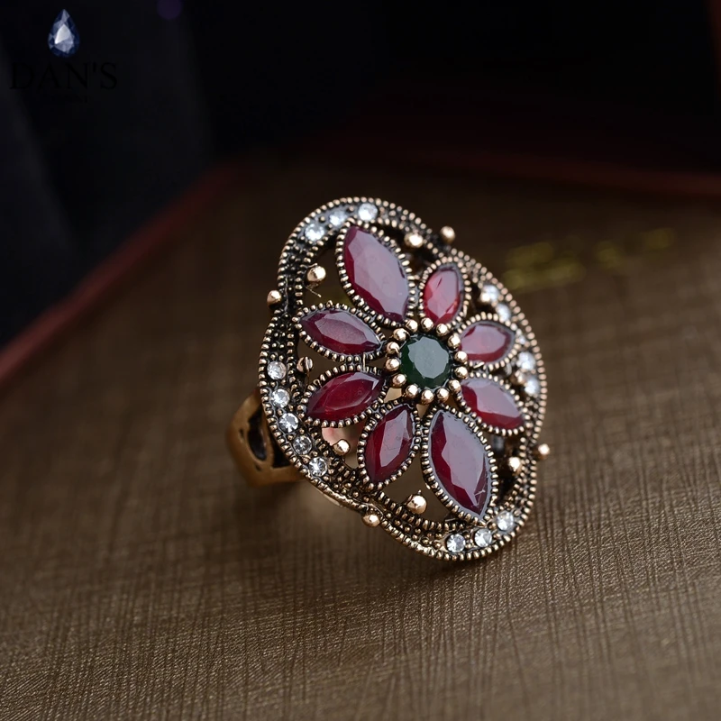 DAN'S ELEMENT реальные Австрийские кристаллы Классический Винтаж Цветочный узор Модные кольца для женщин Лидер продаж Новый RB04207