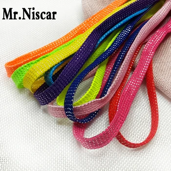 

Cheap Colored Flat Shoelaces 43.31 Inch Colorful Shoe Laces Strings Rope for Casual Shoes Personality Gold Silver Wire Shoelace