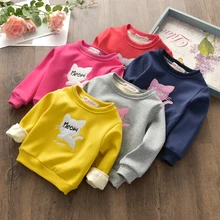 New autumn and winter 2017 children’s shirt plus velvet thick sweater boys and girls cartoon cat warm shirt children’s clothing